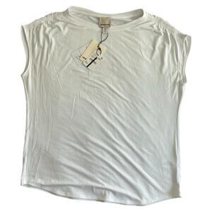 Industry Republic White Ruched Shoulder Modal Blend Tank Top NWT Small